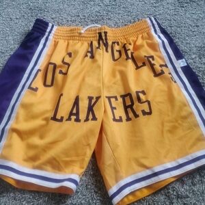 Mitchell And Ness Los Angeles Lakers Yellow and Purple Men's Shorts Sz Xxl